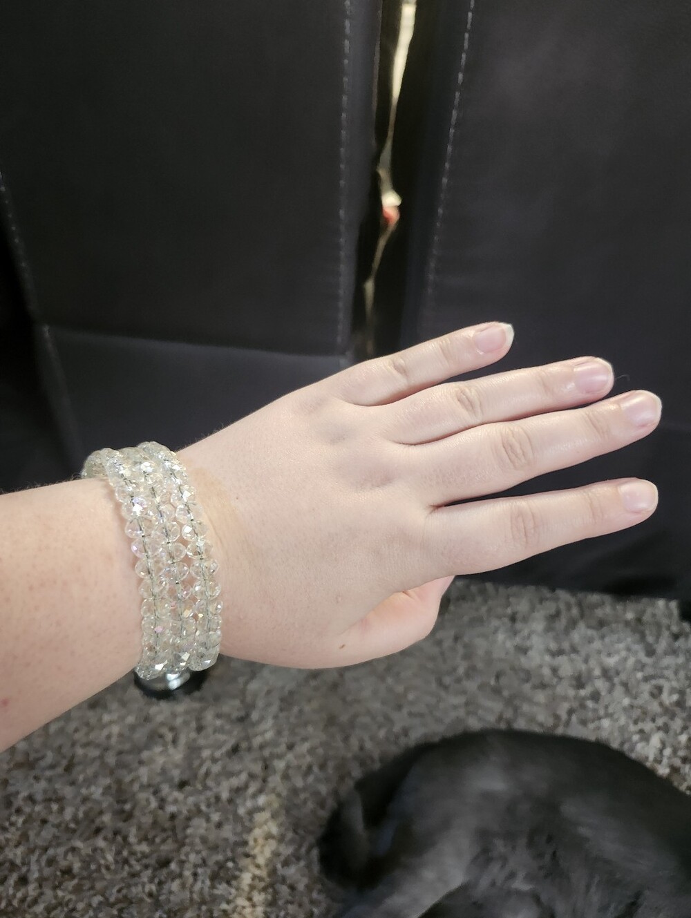 Crystal Bead Stretch Bracelet - Clear Sparkle